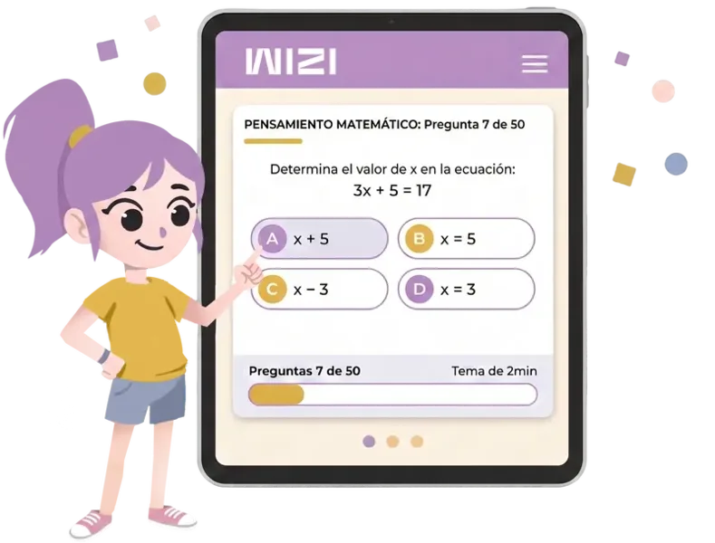 Estudiante usando la app WIZI para preparar la prueba EXANI-I
